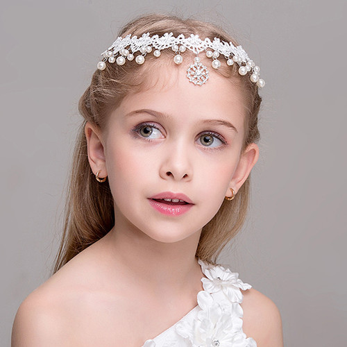 3pcs Evening prom party lace Tiara headdress for kids girls white rhinestones princess crown of the girls hair hoop crystal fairy hair child birthday jewelry headband