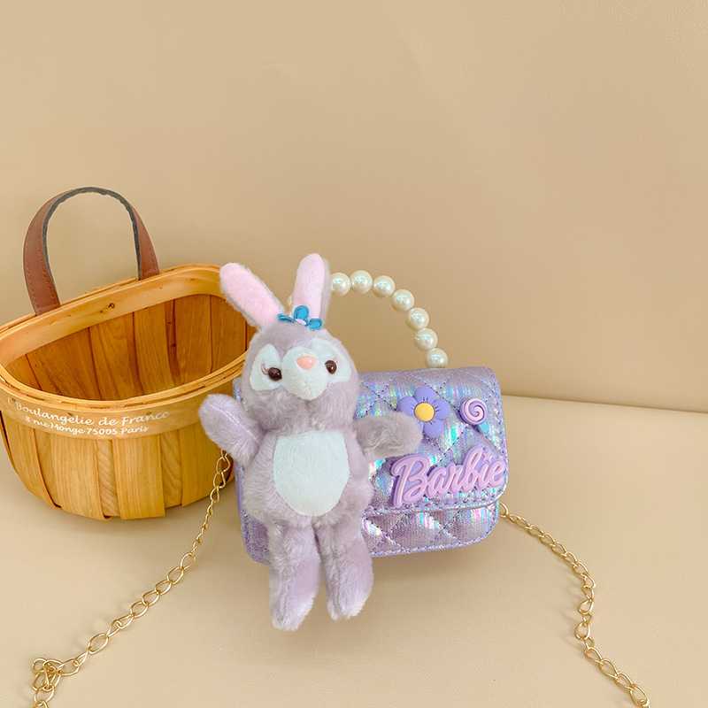 2023 nuevo bolso de los niños bolsa de hombro de conejo de dibujos animados estilo Chanel princesa bolsa perla portátil monedero bolsa