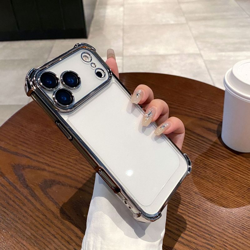 适用iPhone17PROMAX气囊防摔手机壳透明电镀带镜头膜苹果16硬防摔|undefined