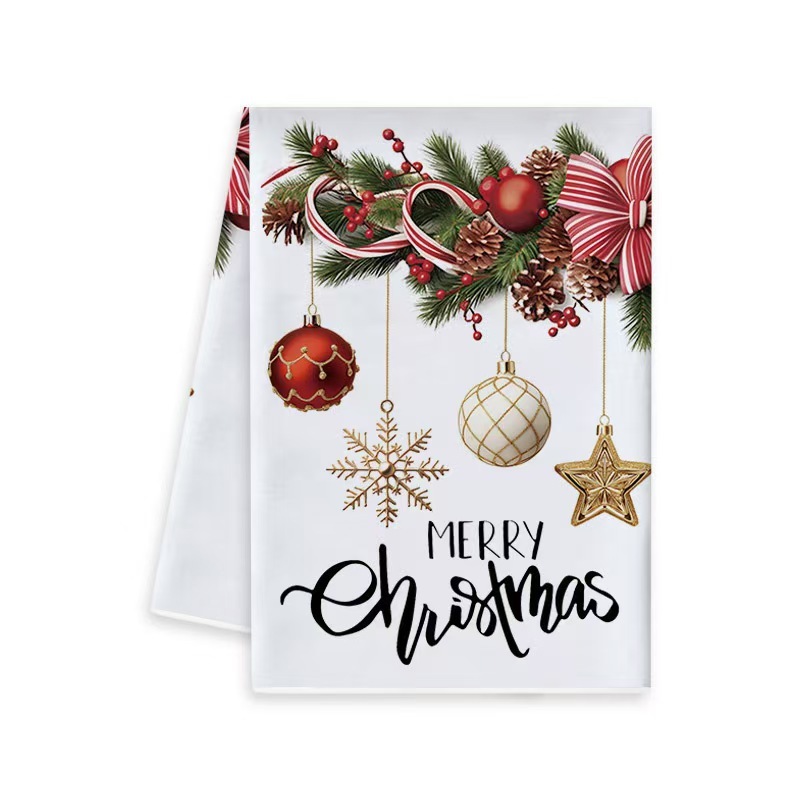 クロスボーダーホットスタイルプレースマットクリスマスキッチンディッシュタオルレッドクリスマスプリントテーブルデコレーションホリデータオル|undefined
