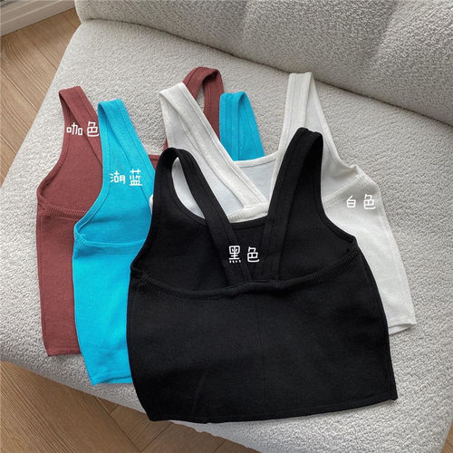 Small fresh knitted suspender top for women's summer outer wear 2024 new inner vest sexy hot girl sleeveless bottoming shirt