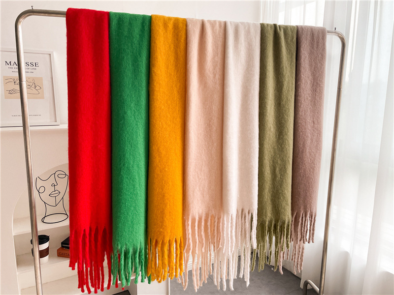 Mohair Schal Für Damen Und Herren Mit Fransen Und Perlen_voghion.com