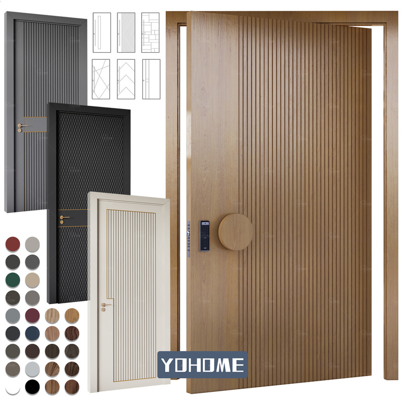 Foshan Powerful Factory Professional Design Wooden Entry Door Luxurious High-End Villa Gate Section Door Outdoor Wooden Door