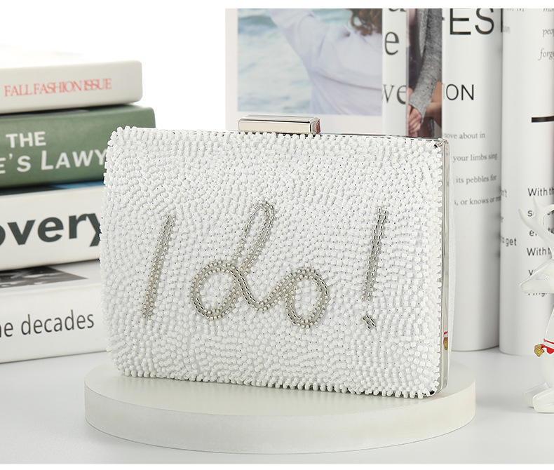 Plastic Material Letter Pattern White Yellow Plastic Letter Square Evening Bags