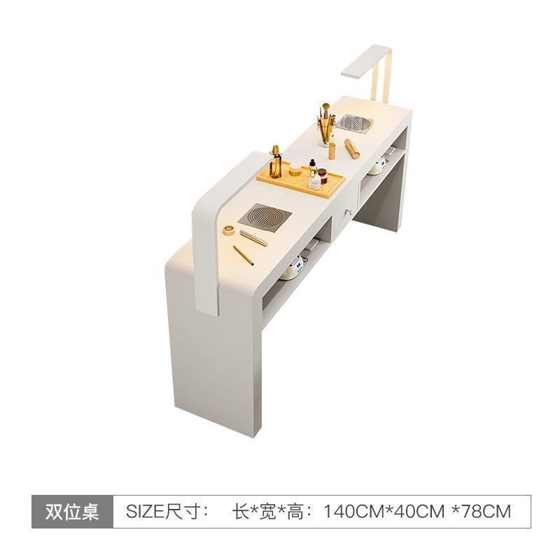 经济型单双人多功能美甲桌椅套装轻奢网红ins美甲台奶油风美甲桌|undefined