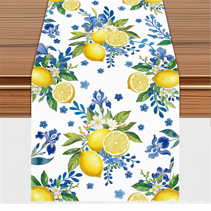 Nuevo verano limón lino bandera de mesa de fiesta al aire libre decoración de mesa de té de tela en el hogar bandera de mesa de té