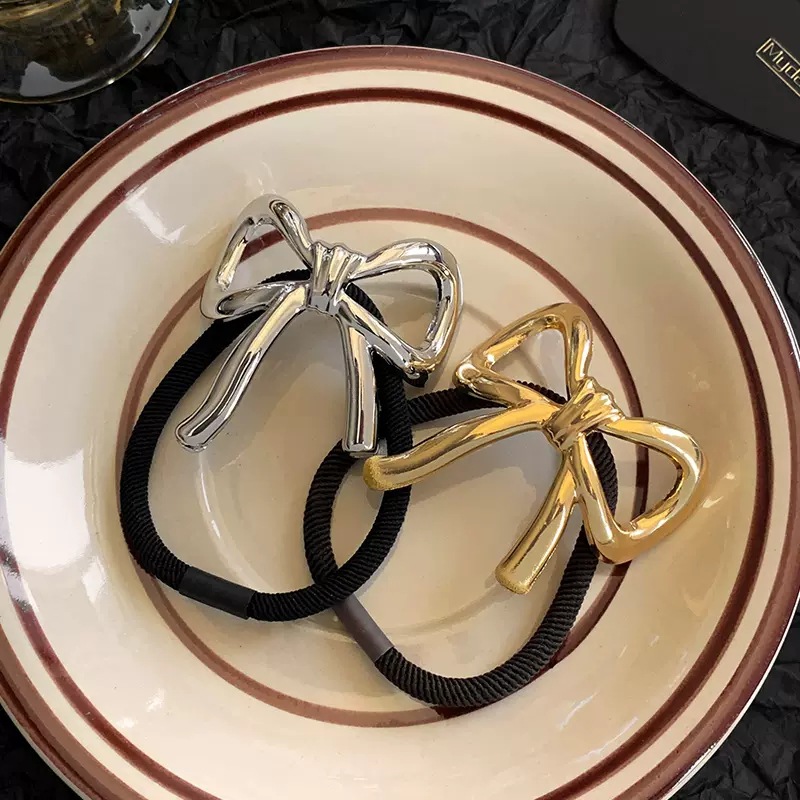 Cuerdas de cabello de arco plateado, anillo de cabello de nuevo tipo, banda de goma elástica, toque de cabello de alta calidad, simple, bajo, cola de caballo