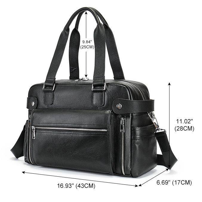 Túi xách công sở nam da bò thật Marante, túi đựng laptop 15 inch kiêm túi du lịch đi công tác — Màu cà phê, Màu đen, Màu đen cỡ nhỏ