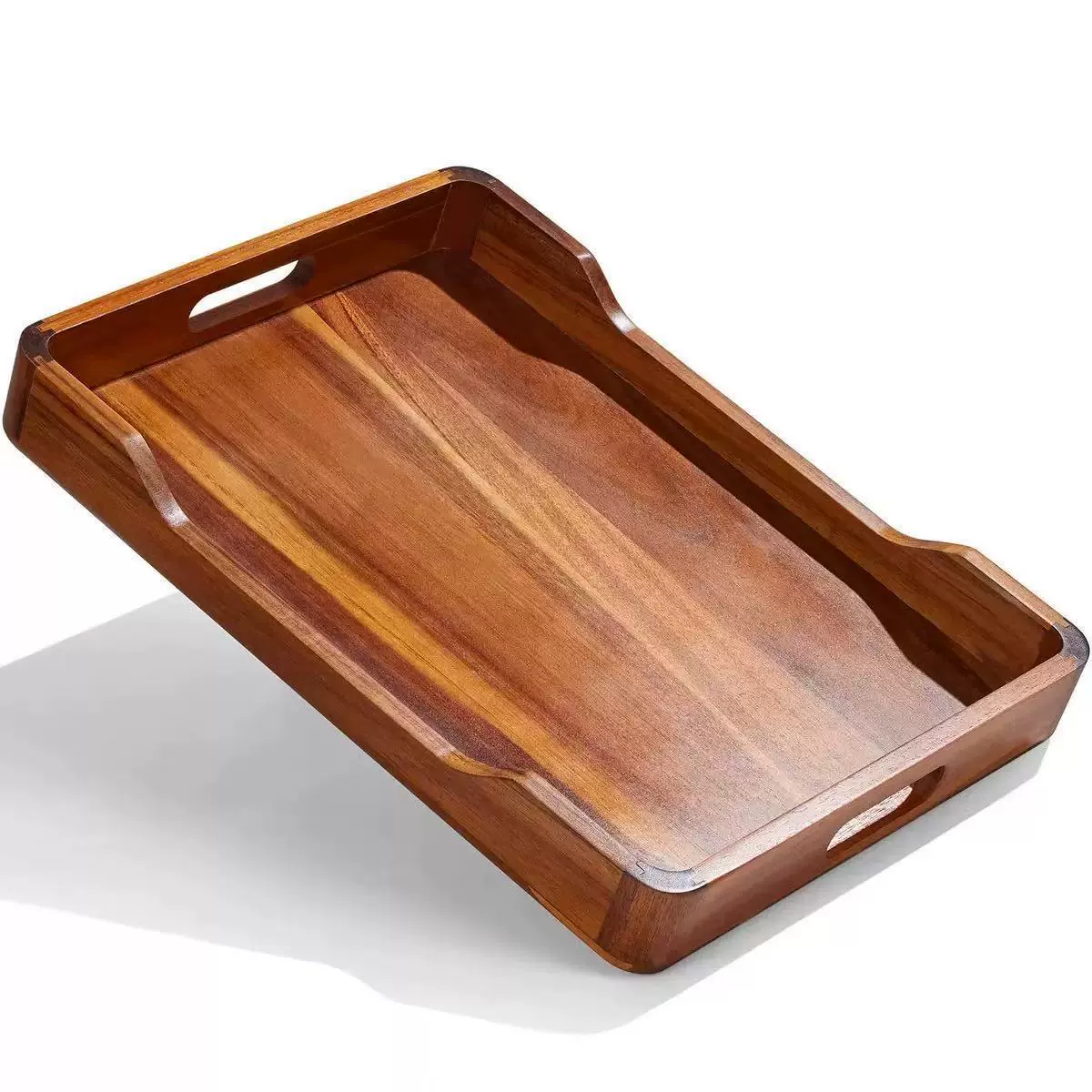 日式木质托盘家用桌面早餐点心水果茶盘胡桃木带把手复古木托盘