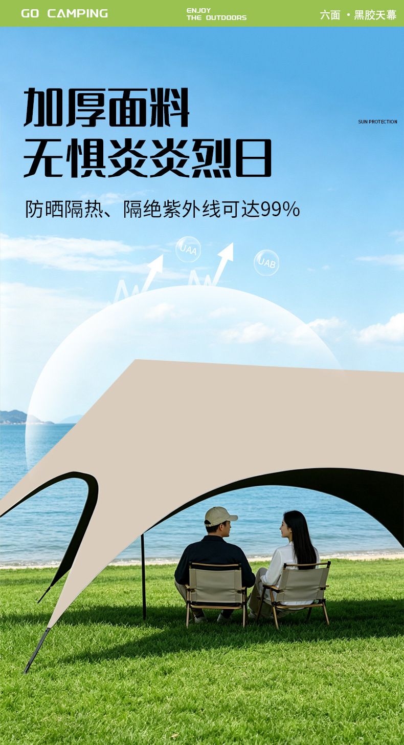 New Quick-Open Canopy Tent for Outdoor Camping 2026 New Model Camping Sunshade with Black Glue Coating New Style Sun Shelter