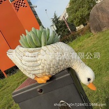 跨境新品花园庭院仿真鸡鸭子花盆装饰园林景观雕塑花盆创意室外鸡