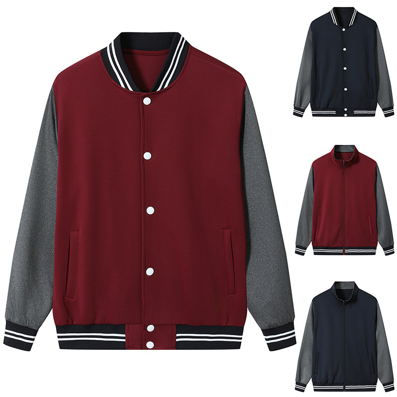 春秋季中小学生校服套装三件套初中生高中蓝白运动服酒红外套上衣|undefined