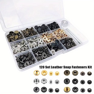 2025 New Cross-Border Dropshipping 120 Sets of Metal Snap Buttons and Leather Snap Button Kits, Including Cross-Border Dropshipping
