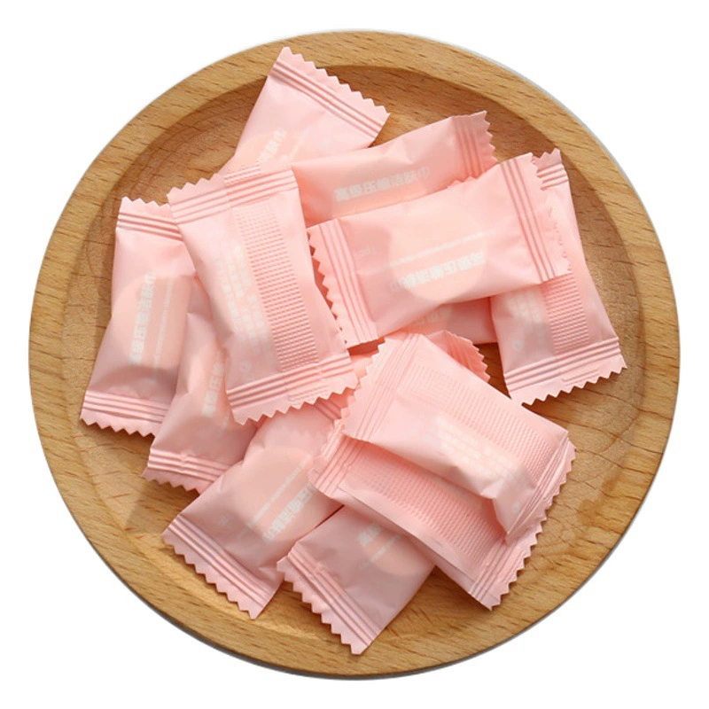 Пеарл не-сплетенная картиной устранимая Конфета пинка ткани упаковывая обжатую портативную машинку перемещения полотенца