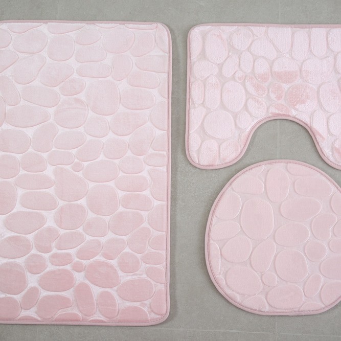 Transfronterizo Amazon 3D Pebble inodoro de tres piezas baño absorbente alfombra de piso baño antideslizante alfombra de piso esponja