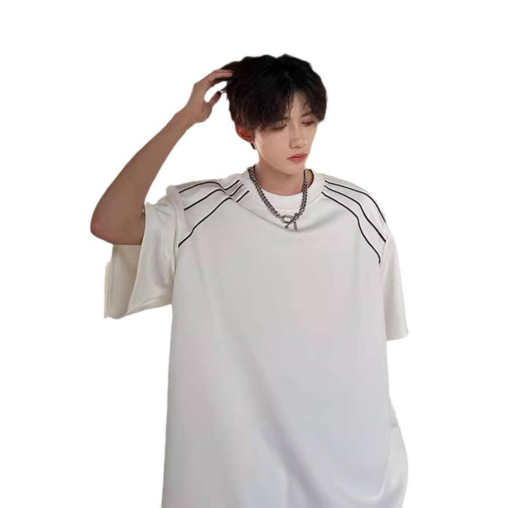 American Short-Sleeved T-Shirt Men's Summer Simple Trendy Brand High Street Design Sense Hairstylist Niche Loose Casual Half-Sleeved Export