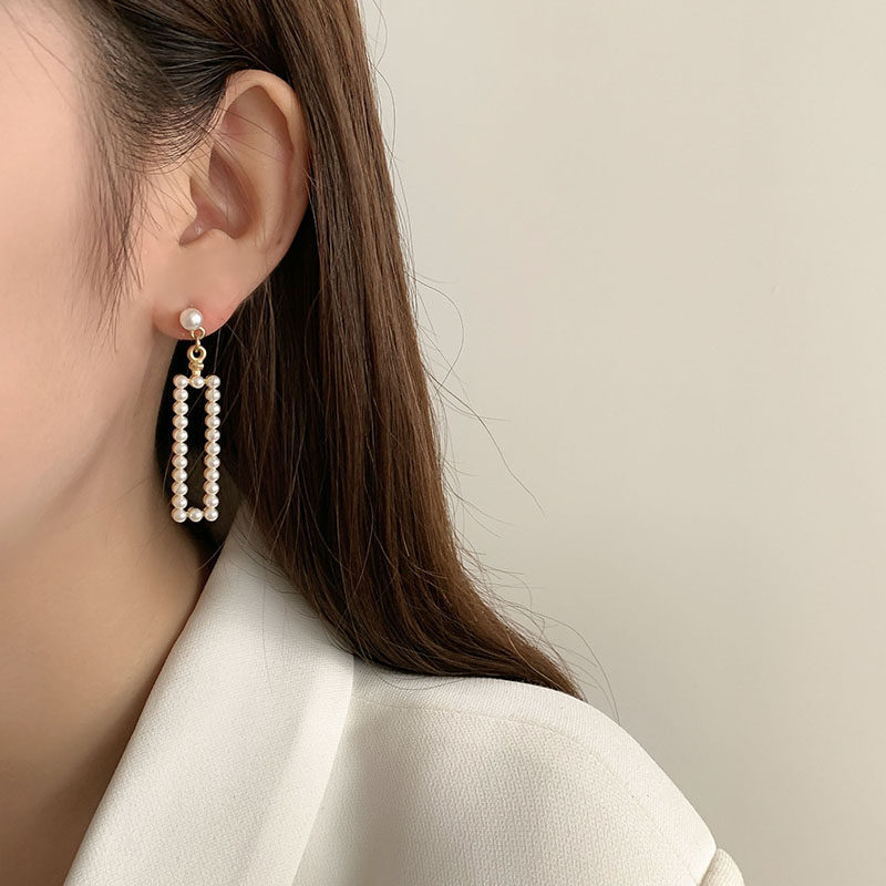 Rectangular ear clips from pearl