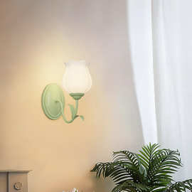 清新文艺奶油风铃兰壁灯简约复古床头灯沙发客厅背景墙装饰灯卧室
