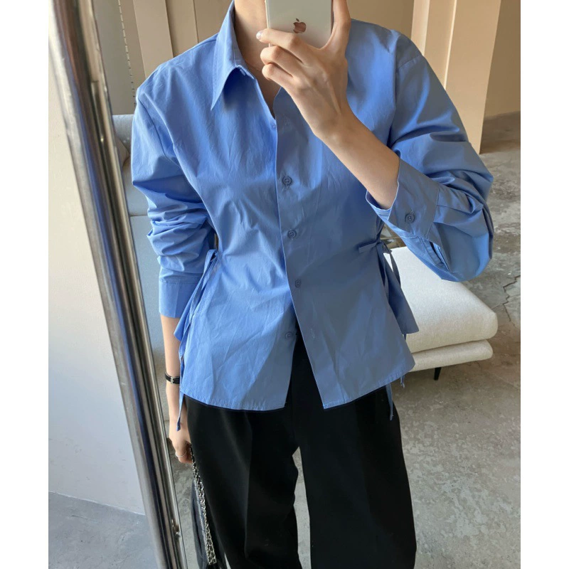 Новая темпераментная тонкая тонкая тонкая тонкая рубашка с длинными рукавами