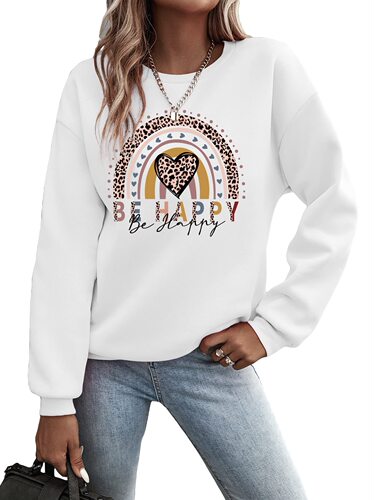 Personalized pattern English letter print round neck long sleeve hoodie