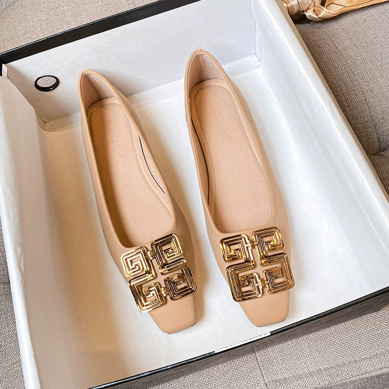 Женские туфли L7 в французском стиле с квадратной пряжкой, весна 2025, новинка, неглубокий вырез, универсальные, удобные, большие размеры 41-43