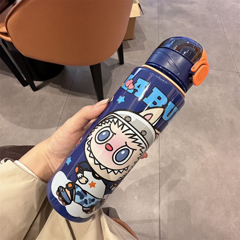 高颜值可爱型拉布布水杯弹跳盖便携车载杯细长款代发水杯|undefined