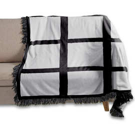 单面3D印花双面法兰绒毛毯黑白九宫保暖午睡盖毯【热转印素材】
