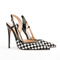 New thin heeled high-heeled shoes with grid pattern and toe strap, women's sandals, one piece to show off leg length