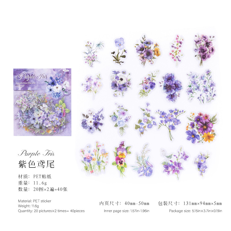 Sugar Poetry PET Bolsa de pegatinas de tinta blanca Florería romántica Fresh ins Girl Hand cuenta material de decoración de bricolaje pegatinas de paisajismo