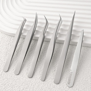 Cross-border stainless steel eyelash tweezers planting grafting false eyelash flowering tweezers dolphin clip high precision tweezers golden feather clip