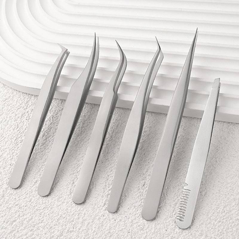 Pinzas para pestañas transfronterizas de acero inoxidable para plantar y injertar pestañas postizas, pinzas florecientes, pinzas de delfines, pinzas de alta precisión, pinzas de plumas doradas