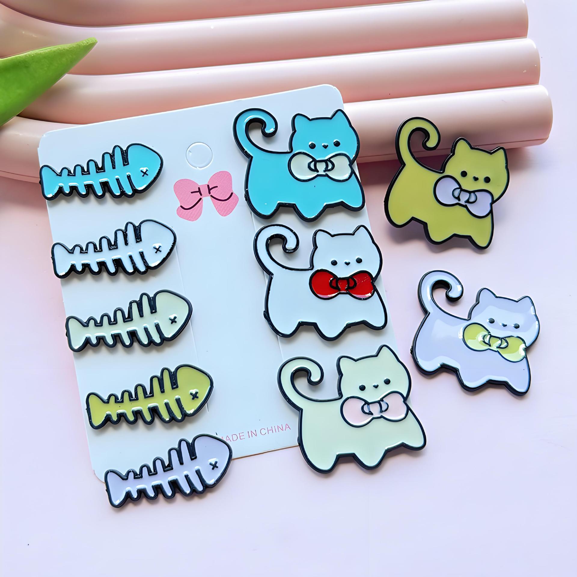 小猫鱼骨头亚克力配件diy饰品手机壳洞洞鞋配饰发夹发饰贴片材料