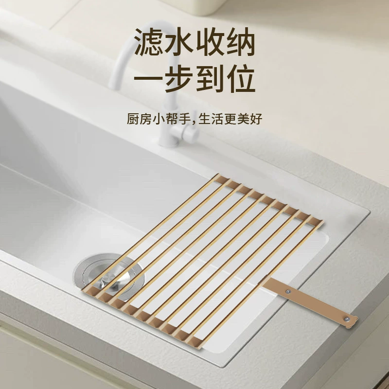 Сливная решетка для кухонной мойки, подставка для мойки, сушилка для посуды, роликовая сливная решетка, складная сливная корзина из нержавеющей стали