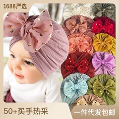 baby hat European and American summer children's cute bow hat infant boneless fetal hat baby thin hat