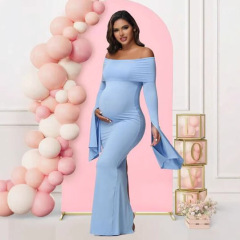 2025 ヨーロッパとアメリカの女性の夏の新しいワンショルダー長袖ドレス