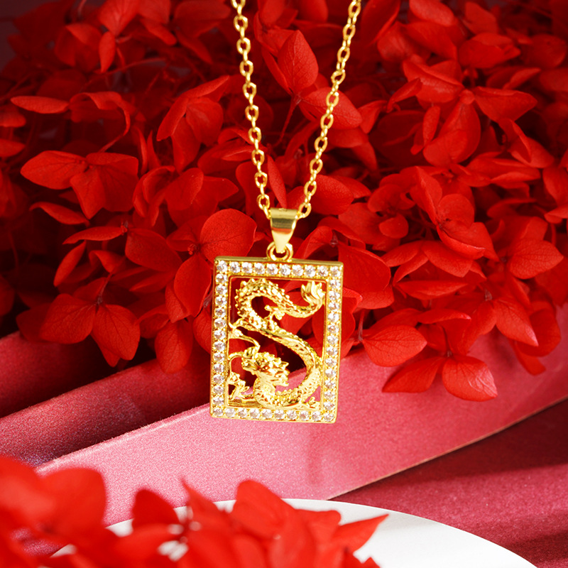 Gufa Sha Jinhao placa de dragón para hombres y mujeres colgante herencia joyas aleación de cobre estilo chino en vivo explosión al por mayor