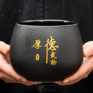 Large Rustic Pottery Tea Strainer for Household Use, Suitable for Washing Cups and Tea Sets, Chinese-Style Retro Tea Strainer and Water Container