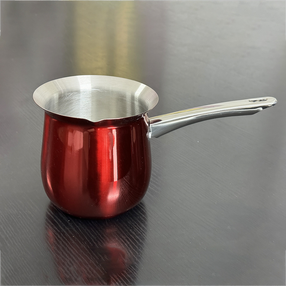 经典红色土耳其巧克力融化缸煮奶壶不锈钢长手柄奶煲单奶锅咖啡壶