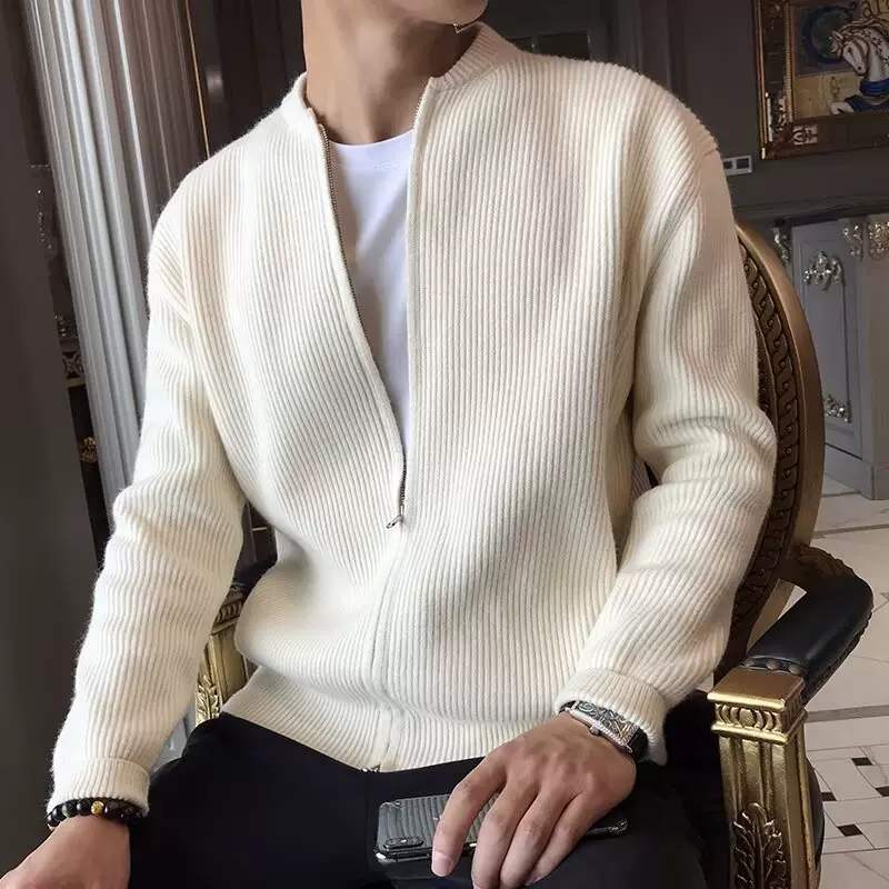 秋季新款开衫毛衣男士拉链夹克圆领时尚休闲百搭针织衫修身上衣潮