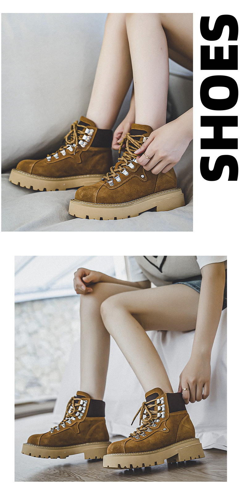 Cowhide autumn and winter men's work boots new retro couples to increase big yellow boots men's shoes_voghion.com