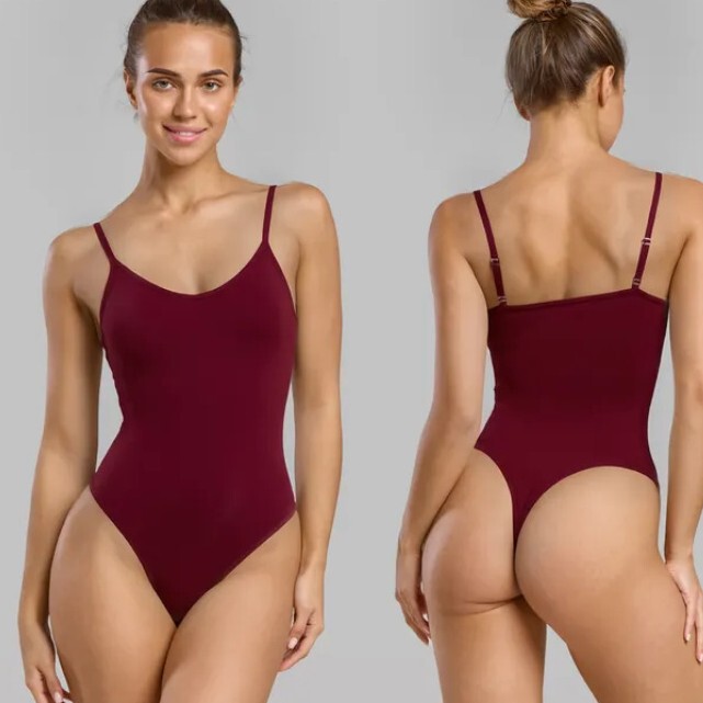 Popular European and American seamless two-way shapewear tank top with butt-lifting, waist-slimming, tummy-control, low-neck thong bodysuit