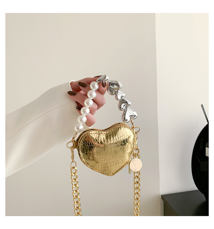 112g Weight Polyester Lining Material Zipper Closure Type Single Shoulder Strap Strap Type Women's Mini All Seasons Pu Leather Solid Color Vintage Style Heart-shaped Zipper Handbag