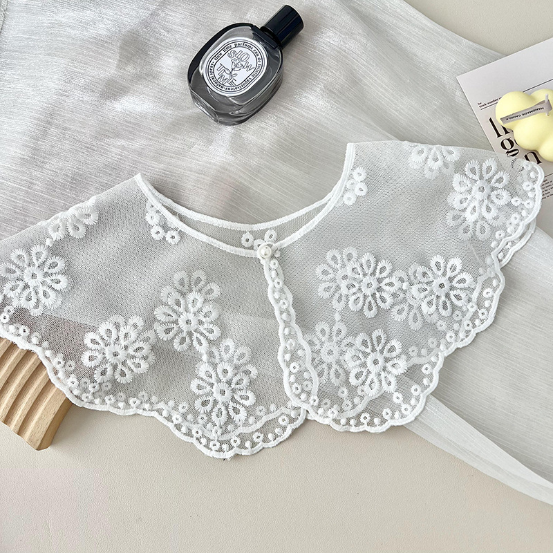 Camisas de cuello falso para niños de cuello falso de encaje, bufandas huecas, cuello, cuello de loto