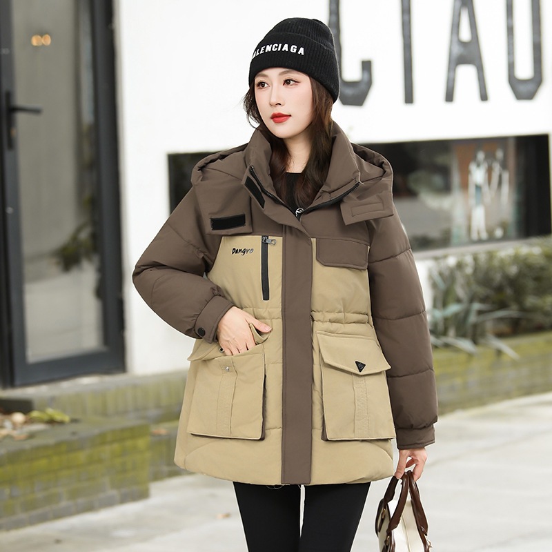 2025 invierno nuevo estilo de chaqueta de algodón de pluma de moda para mujeres, chaqueta de algodón cálido y casual gruesa