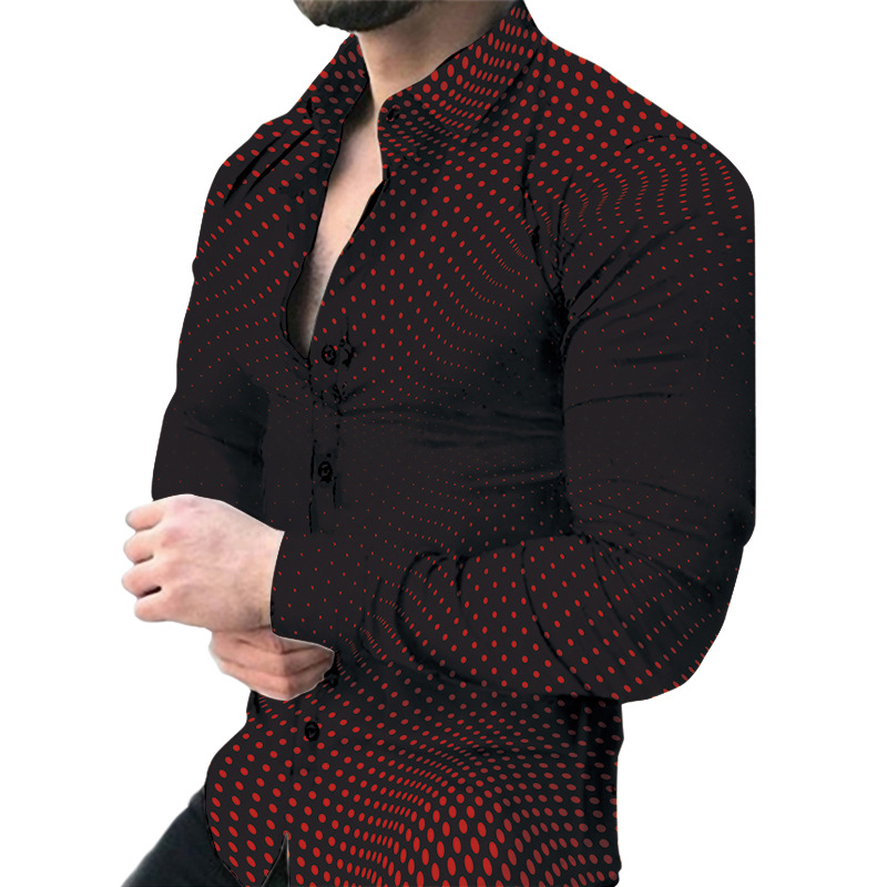 2023 comercio exterior amazon nuevos hombres de impresión digital casual de manga larga de solapa cardigan camisa delgada hombres