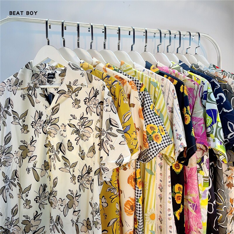 Hong Kong-style vintage Cuban Collar Shirt Men's Summer Thin Retro Design Short-sleeved Beach Loose Shirt Women's