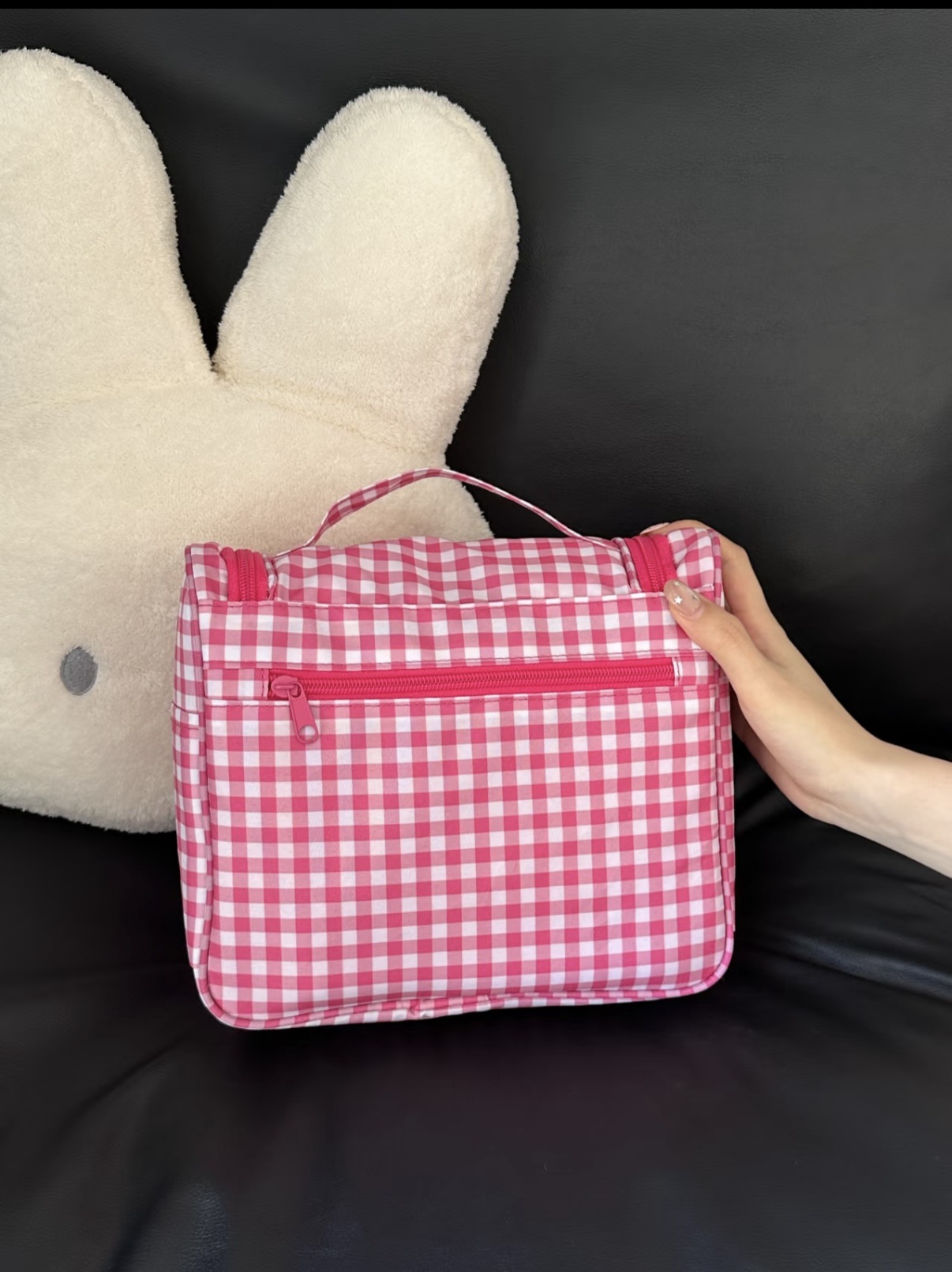 Bolsa de maquillaje de gran capacidad para estudiantes portátiles multifuncionales para el cuidado de la piel de viaje cosméticos de doble capa se pueden almacenar