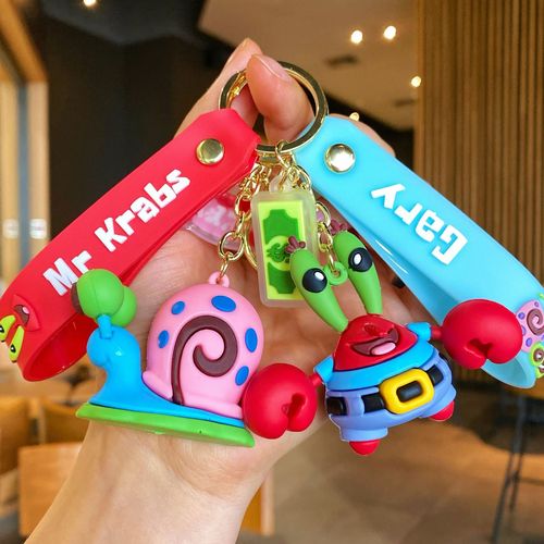 New SpongeBob SquarePants Keychain Charm Cute Patrick Star Figure Keychain Couple Bag Charm Small Gift