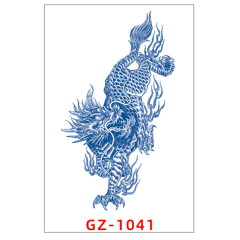 Cross-Border Supply of Plant Juice Tattoo Stickers, Animal Dragon Temporary Tattoos for Men and Women, Half-Arm Realistic Design, Long-Lasting for 15 Days