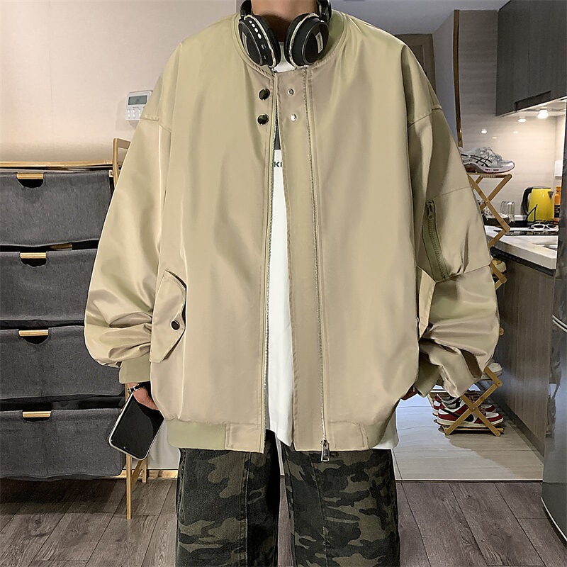 Solitary Flame Fire Baseball Jacket Men's Autumn High-end Sense Loose Aviator Jacket overseas All-match Top